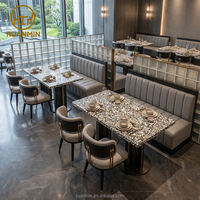 Ensemble de sièges de restaurant de luxe, table en marbre et chaises de salle à manger, utilisation pour hôtel, café, mobilier de salle à manger