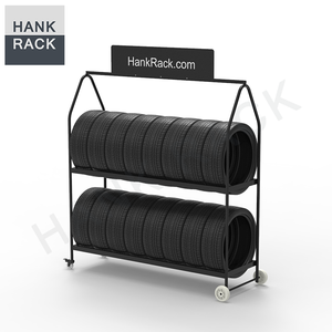 عرض متجر للإطارات مع عجلات للعجلات عرض ترويجي لإطارات العجلات حامل لإطارات محمول للتخزين - Product Image 2