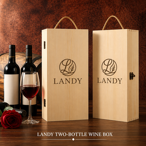Boîte à vin <span class=keywords><strong>en</strong></span> bois de pin naturel de qualité supérieure pour 2 bouteilles, coffret cadeau avec poignée, emballage double pour vignerons, vente <span class=keywords><strong>en</strong></span> gros - Product Image 3