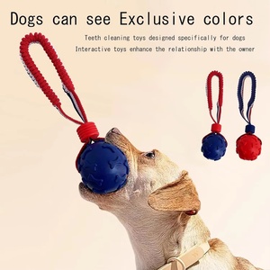 Boules de jouets pour chiens indestructibles avec corde Jouets à mâcher pour animaux de compagnie Balle de nettoyage des dents Balle de friandises pour chiens sur corde Interactive Tug of War - Product Image 5