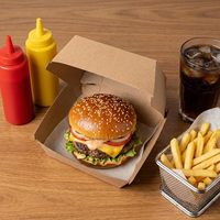 Emballages jetables écologiques pour la restauration rapide, design personnalisé, boîtes à hamburgers pliables en papier kraft avec logo imprimé