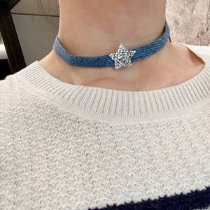 Collier ras du cou en strass cristal étoile pour femme, style denim, tendance, usage quotidien, serti clos, 2025 - Product Image 1