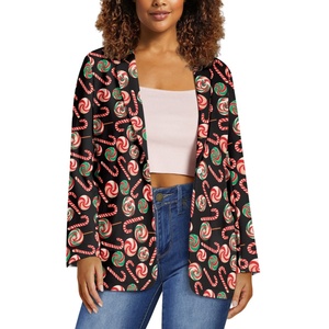 Feliz Navidad sublimación bastón <span class=keywords><strong>de</strong></span> caramelo impresión personalizada trajes <span class=keywords><strong>de</strong></span> <span class=keywords><strong>mujer</strong></span> Blazers traje <span class=keywords><strong>de</strong></span> negocios personalizado para <span class=keywords><strong>mujer</strong></span> - Product Image 3
