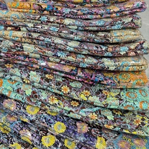 Tela de Encaje Bordado Africano Nigeriano de Algodón, Exquisito Bordado Floral 3D, Tela de Encaje Africano, Material <span class=keywords><strong>para</strong></span> Ropa Tradicional - Product Image 2