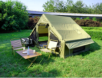 Carpa Inflable para Acampar, 3-4 Personas, Gran Tamaño, Una Sola Capa, 420D Oxford PVC, Portátil, Totalmente Automática, 2 Puertas, Bomba, Impermeable