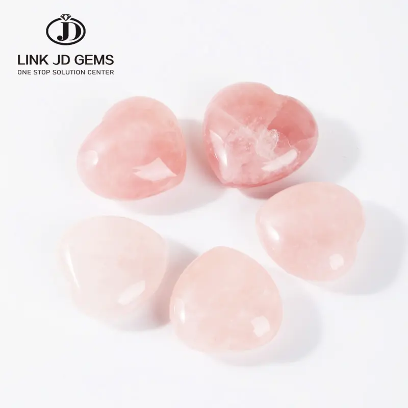 Ins wind-artesanía de cuarzo rosa Natural en forma de corazón, cristales pequeños delicados, para sanar la mente, artesanía de cristal de escritorio
