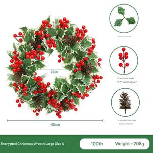 พวงมาลาคริสต์มาสและพวงมาลัยประดิษฐ์พร้อมผลเบอร์รี่สำหรับตกแต่งบ้านต้นไม้เทียมติดประตูหน้าห้องเป็นมิตรต่อสิ่งแวดล้อม - Product Image 5