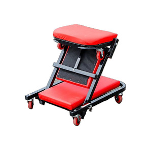 Asiento rodante plegable tipo Z de alta resistencia, rojo, ajustable, para mecánico automotriz, silla de taller, reparación de automóviles, suave - Product Image 3