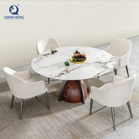 Table de style moderne pour hôtel, café, boutique, restaurant, meubles design, cuisine ronde de luxe avec base en acier inoxydable, ensemble de tables de salle à manger