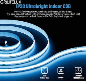 Bande LED COB RGB 5 mm PCB 576 LED DC24V 10W IP20 pour installations d'éclairage linéaire commercial - Product Image 3