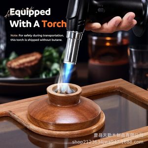 Wooden Cocktail Smoker Set With Glasses And Decanter Reusable <b>Bar</b> <b>Tools</b> For Whiskey Smoking - Product Image 2