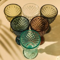 Groothandel Europese Stijl Retro Luxe Romantische Blauwe Wijn Glazen 340Ml Kleurrijke Vintage Glazen Bekers Voor Feest
