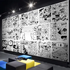 Handgetekende Zwart-Wit Japanse Anime Poster Japanse Cuisine Internet Cafe Ktv Dragon Ball Pirate King Manga Wallpaper