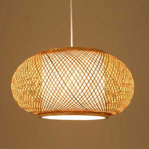 Nordic Designer Modern Bamboo Rattan Pendant <b>Light</b> Wicker Round Ceiling <b>Light</b> for Kitchen & <b>Dining</b> Room Home Decor Chandelier - Product Image 1