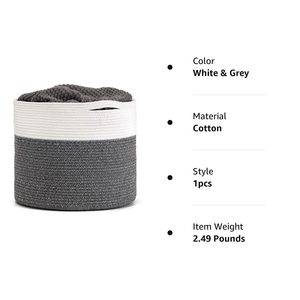 Cesta de Manta para sala de estar Cesta de cuerda de algodón extra grande para almacenamiento Cesta de lavandería tejida con asas - Product Image 6