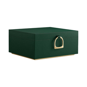 Элегантный двухслойный органайзер из эмалированного бархата цвета лесной зелени с съемным лотком и ручкой, 8.1x9.4x4.3 дюйма, плавающий - Product Image 1
