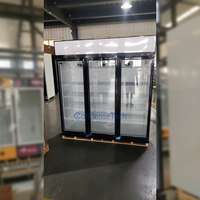 Congélateur vertical commercial ventilé sans givre à refroidissement par air pour supermarché avec grande vitrine en verre
