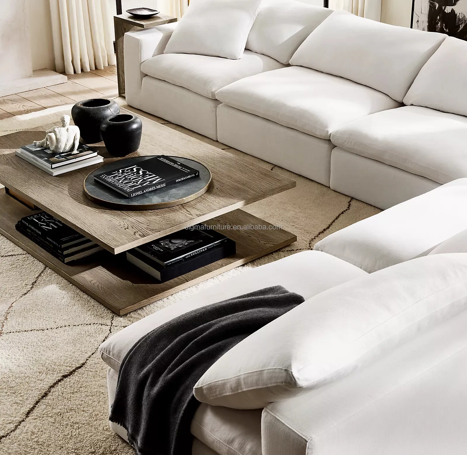 Sofá cama de estilo nórdico de diseño caliente, muebles modernos para sala de estar, conjunto de sofá en nube, sofá modular seccional en forma de L