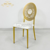 Chaise Chiavari de Mariage en Métal Doré et Cuir Blanc de Luxe, Nouvelle Collection à Prix Abordable