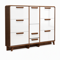 Meuble à chaussures en bois ultra-plat réglable, armoire de rangement autoportante pour entrée avec compartiments rabattables et tiroirs, capacité de 30 paires