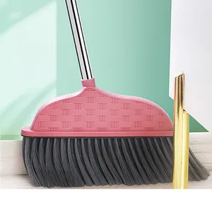 Household Small Plastic Broom With Round PET Bristles For Home And School Sweeping Includes Broom Stick Handle