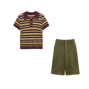 Camiseta Polo de Punto a Rayas, Informal y Versátil, para Mujer, Primavera 2026 - Product Image 1