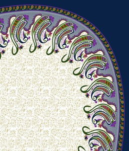 Tissu imprimé de conception de parapluie de qualité supérieure pour les robes et tuniques ethniques avec un motif floral vibrant pour les vêtements de boutique - Product Image 3