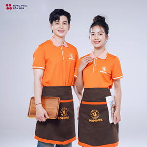 Uniforme de Restaurante con Logotipo Personalizado, Camisa Polo con Delantal, Uniforme de Trabajo para Personal de Cafetería, OEM, ODM, Venta al Por Mayor - Product Image 4