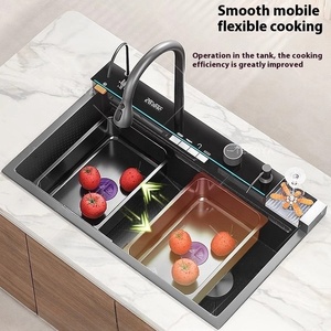 Fregadero de cocina thông minh bồn rửa nhà bếp bằng thép không gỉ với nhiệt độ điều khiển hiển thị kỹ thuật số bảng điều khiển vòi phím đàn piano cho khách sạn - Product Image 2