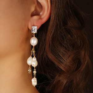 Pendientes <span class=keywords><strong>de</strong></span> Perlas Naturales <span class=keywords><strong>de</strong></span> Agua Dulce con Circonitas Arcoíris, Joyería <span class=keywords><strong>de</strong></span> Moda, Hechos a Mano, Regalo para Novia - Product Image 5