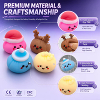 Calendrier de l'Avent de Noël : Boîte Mystère avec Jouets Anti-stress Mignons en Forme de Dessins Animés à Presser – Coffret Cadeau