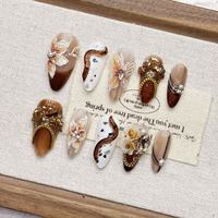 Faux ongles à presser Sweet Garden Ladybug Daisy, faits à la main, rouge et blanc, style français, courts, carrés, couvrance totale, pour filles