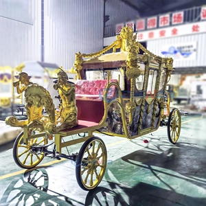 Chariot de mariage électrique à chevaux couleur or, sculpture royale, chariot à chevaux en promotion, chariots électriques royaux - Product Image 3