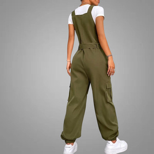 Mono con bolsillo y solapa para mujer, peto con cinturón <span class=keywords><strong>sin</strong></span> camiseta, monos <span class=keywords><strong>de</strong></span> gran tamaño para mujer, Pantalones - Product Image 5