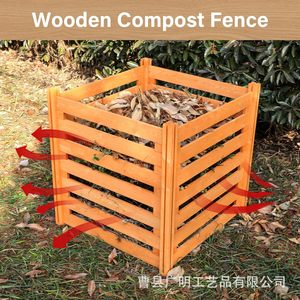Bac à compost carré en bois naturel pour jardin, panier de rangement extérieur pour une organisation optimale - Product Image 4