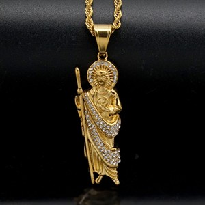 Collane con Ciondolo Vintage Hip Hop di San Giuda, Gioielli Cattolici Religiosi in Acciaio Inossidabile Impermeabile e Antiossidante, Vendita all'Ingrosso per Uomo - Product Image 5