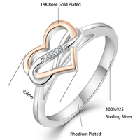 Godki — bagues en zircon cubique pour femmes, bijoux personnalisés, plaqué 18K, en or Rose, 925 en argent Sterling, anneau avec un cœur infini, vente en gros