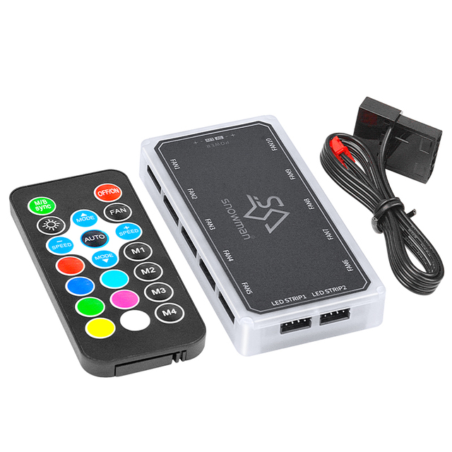 SNOWMAN Best Selling 5V 6Pin RGB Controller PWM 4pin Hub with Wireless Remote Control SATA Conversion Interface RGB Controller