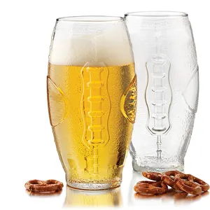 Eco-friendly Hand Made Mouth Blown Glassware Glass soccer Mug Beer glass mug Cup 800ml