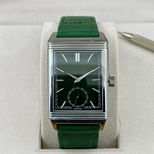 Rectangular Hand-Wound Mechanical Watch with Small Second Dial Calfskin Strap Polished Steel Case for Men Business and Casual - Product Image 1