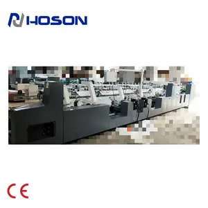 ZH-1200BFST Automatische 4 & 6 Hoek Doos Map Gluer Machine Vouwen En Lijmen Machine Automatische Voeden, Slijpen Unit