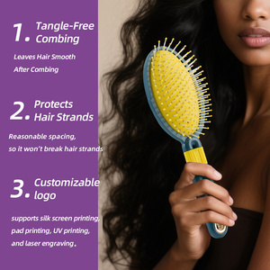 Hair Tool Factory Wet or Dry Hair Hair <strong>Brush</strong> for Women's <strong>Curly</strong> or Straight Styles Flexible Bristles Pain-free Detangling - Product Image 4