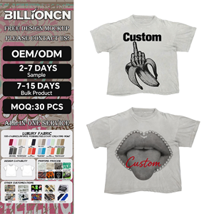 Camisa de calidad Original 100% algodón ropa de calle de gran tamaño hombro caído manga corta Vintage impreso camiseta para hombres - Product Image 1