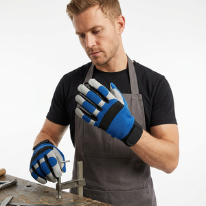 Gants de travail antidérapants en PU JNA GROUP, bleu et blanc, avec poignet élastique, gants de sécurité polyvalents, épaisseur 4 mil, 10 pouces, sans latex - Product Image 5