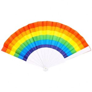 2023 <b>Top</b> Sale New Trend <b>Rainbow</b> Glitter Wedding Party Decoration Festival Hand Fan Customized Folding Hand Fan - Product Image 1