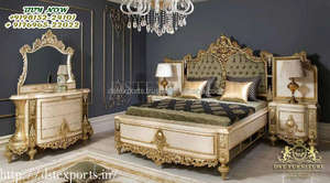 Juego de Muebles de Dormitorio Modernos de Estilo Turco de Lujo, Cama de Madera de Teca Tallada de Alta Gama, Mesita de Noche, Color y Tamaño Personalizables - Product Image 6