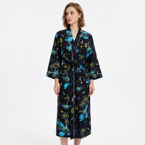 Nouvelle arrivée, robe kimono de plage à manches longues, imprimé floral, design de créateur, faite à la main, en coton, col en V, taille élastique, respirante, séchage rapide, pour femmes - Product Image 1