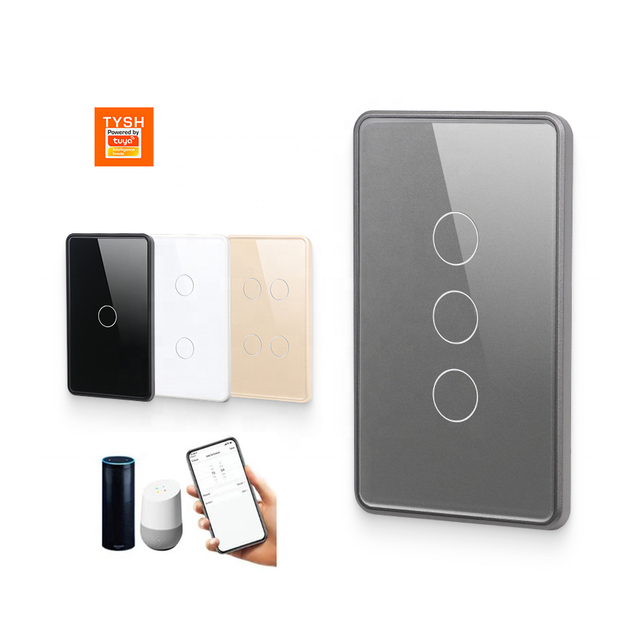 TYSH Pc Frame Tuya Zigbee Smart WiFi Electric Wall 4-Way Aluminum Remote Control Switch with Ce Rosh