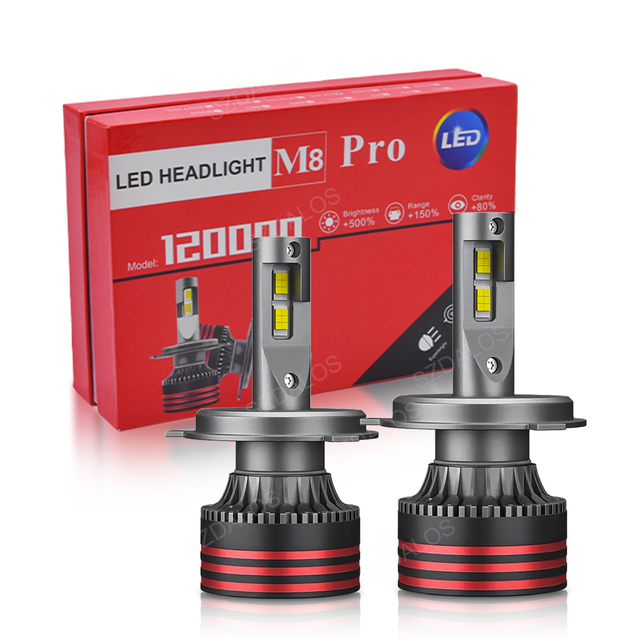 M8 Pro 120W 120000LM H7 H4 LED Headlight Bulbs Canbus 6000K Super Bright Universal