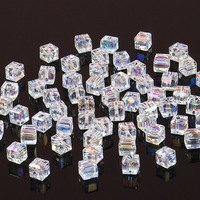 6/8mm perles de verre cristal grand trou perceuse boule Cube perles à facettes en vrac pour la fabrication d'accessoires de bijoux à bricoler soi-même